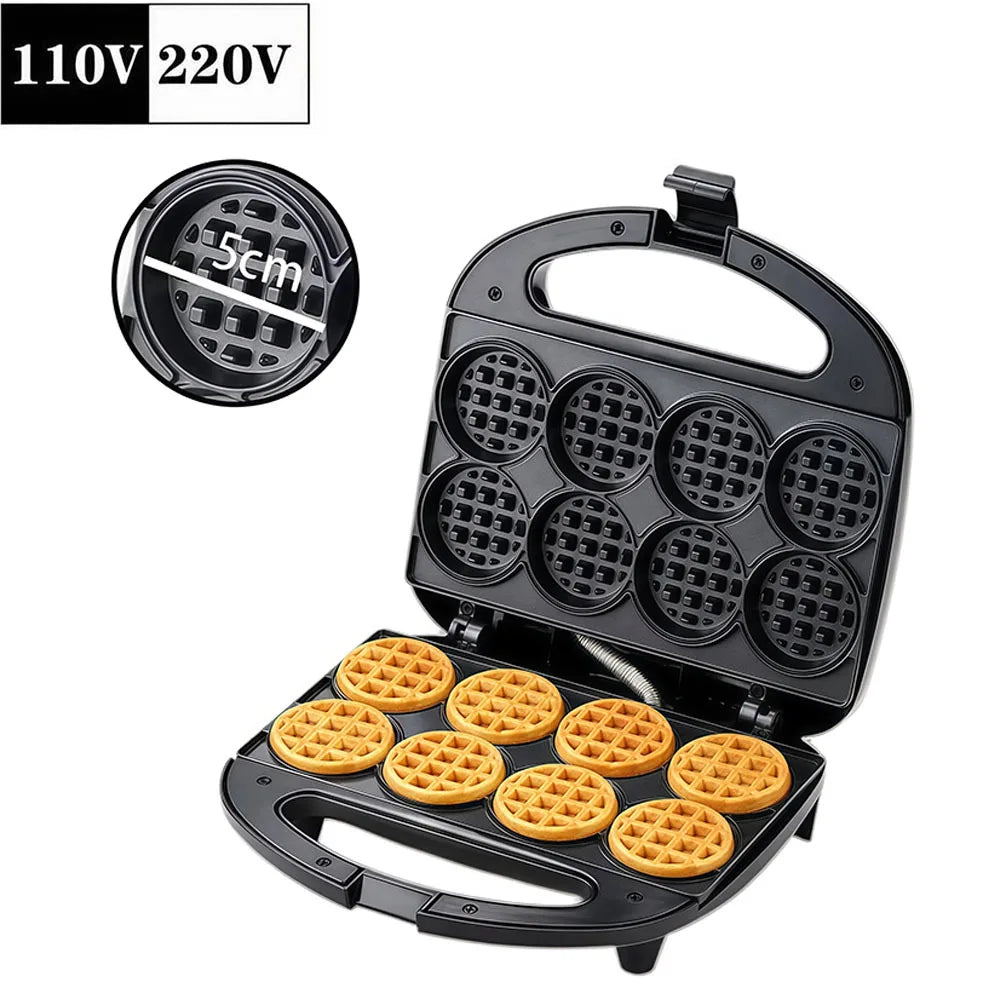 Home portable mini waffle maker, capable of making 8 mini waffles, small waffle baking tray