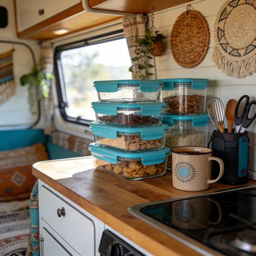 Glass Food Storage Containers Set Twelve Pieces With Airtight Lids