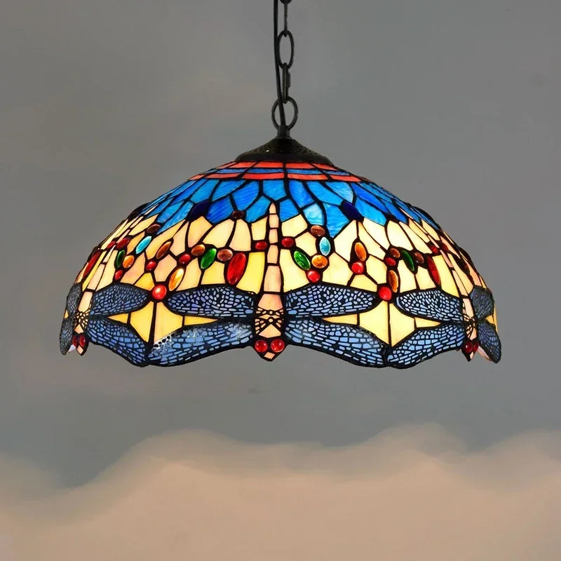European Retro Colorful Glass Chandelier Bar Restaurant Creative Rural Bedroom Porch Balcony Mediterranean Light Fixture