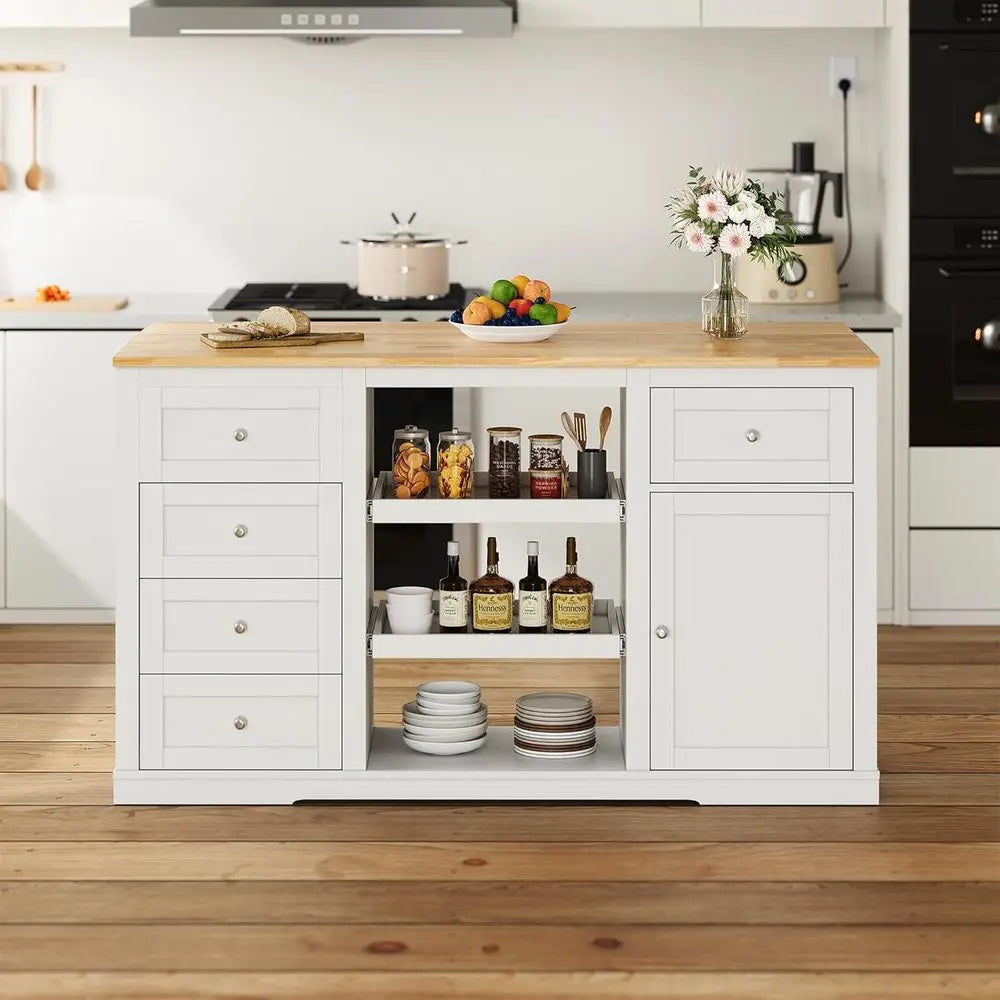 Kitchen Island With Storage And Drop Leaf Wood Top