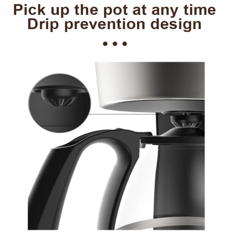 Electric Coffee Maker 750ML Large Capacity Thermal Insulation Coffee Machine Automatic Drip Type Machine Household Coffees Pot