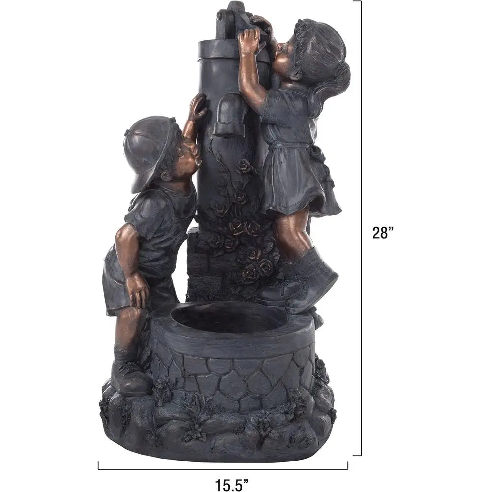 Trademark Global Outdoor Water Fountain With Boy And Girl Design