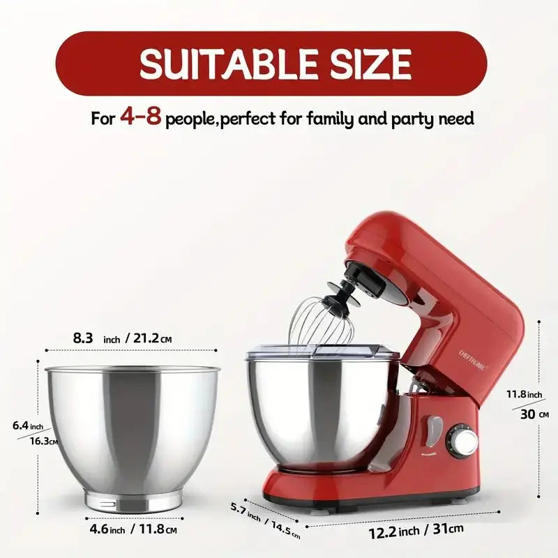 US Plug 1pc kitchen machine, 4.5 Qt Tilt-Head Electric Household Stand Mixer - 500W 6+P Speed,Food Beater And Butter Beater