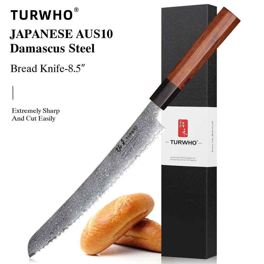 TURWHO Hand Forged Japanese Chef Knife Damascus Steel Santoku