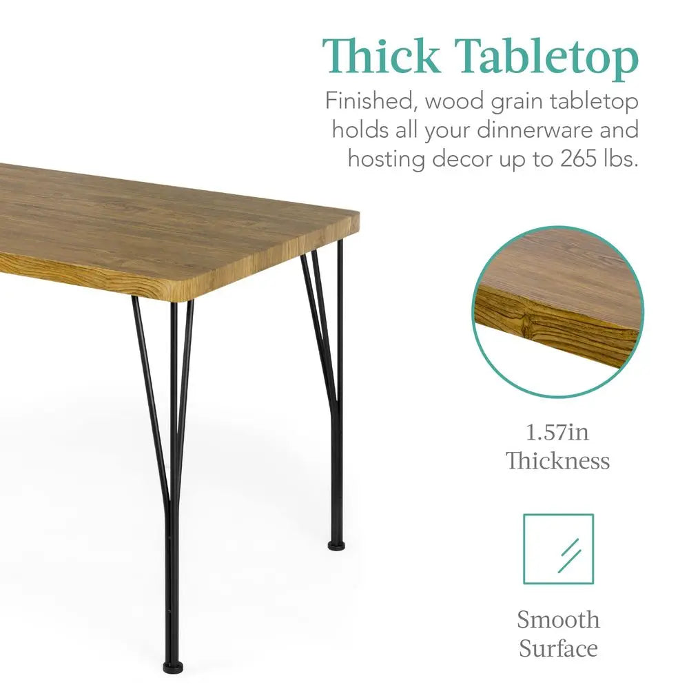 5 Piece Metal And Wood Indoor Modern Rectangular Dining Table Set