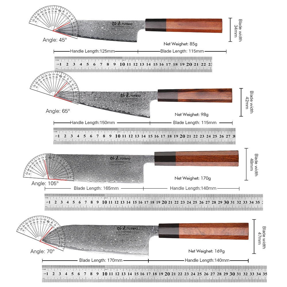 TURWHO Hand Forged Japanese Chef Knife Damascus Steel Santoku