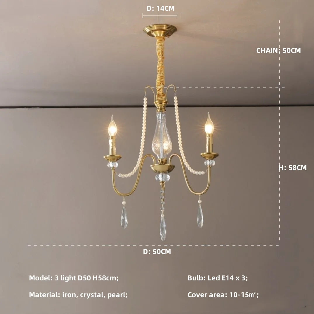 SaloEElaitte French Luxury Crystal Pearl Chandelier E14 Pendant Lamp