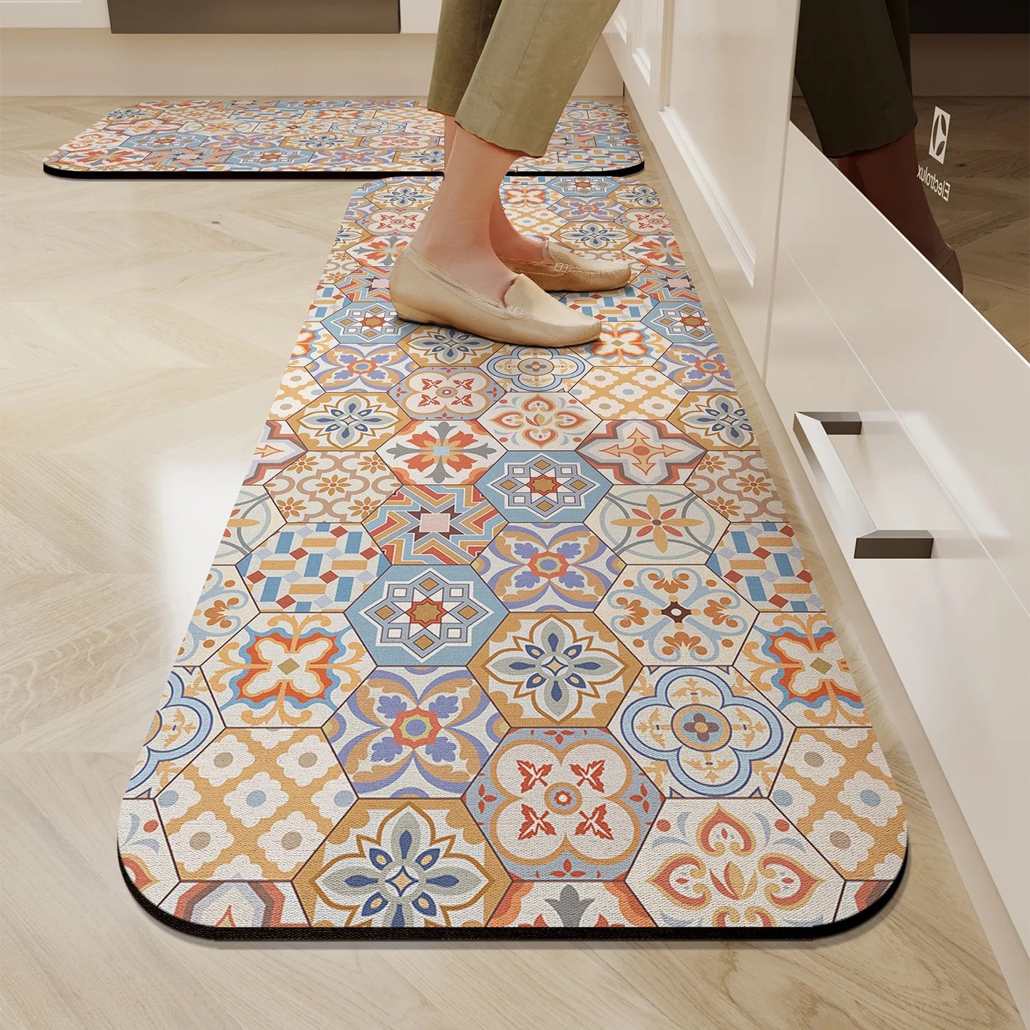 Facaishu Kitchen Floor Mat Waterproof Non Slip Oil Proof Rug