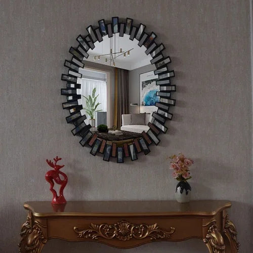 Gold Oval Bathroom Mirror Vanity For European Style Wall Decor
