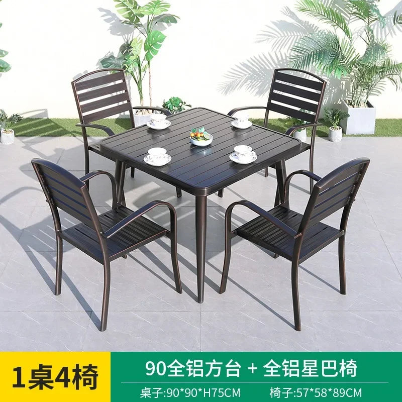 Outdoor Aluminum Alloy Patio Table And Chairs Set For Courtyards