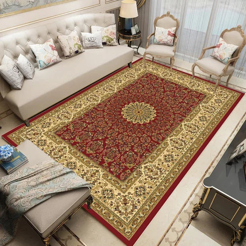 Geometric Persian Style Area Rug For Living Room And Bedroom Polyester Carpet