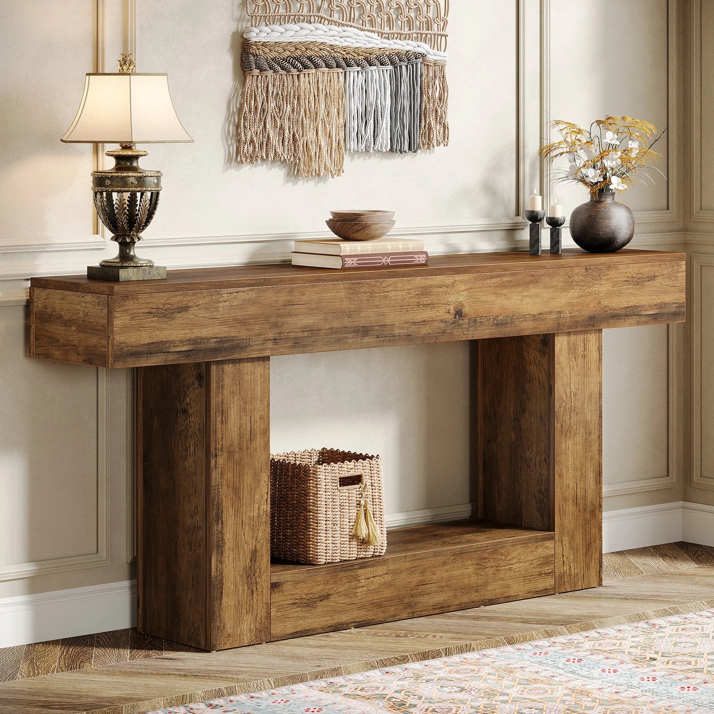 Tribesigns Farmhouse Console Table With U Shaped Base Entryway