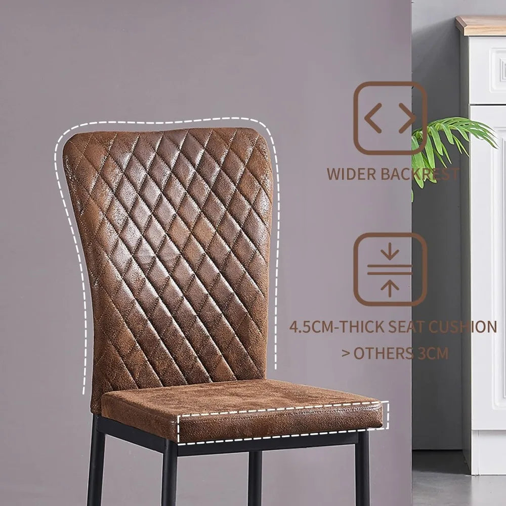 Modern Suede Dining Chairs Set Of 4 With Iron Frame