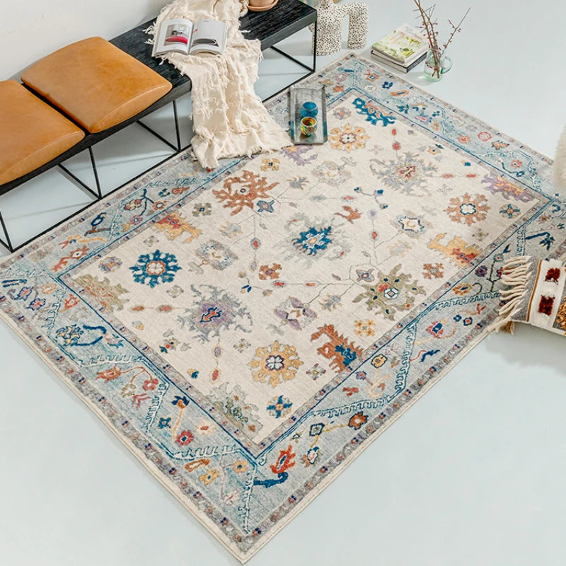 American Retro Plush Living Room Rug Soft Bedroom Carpet Washable