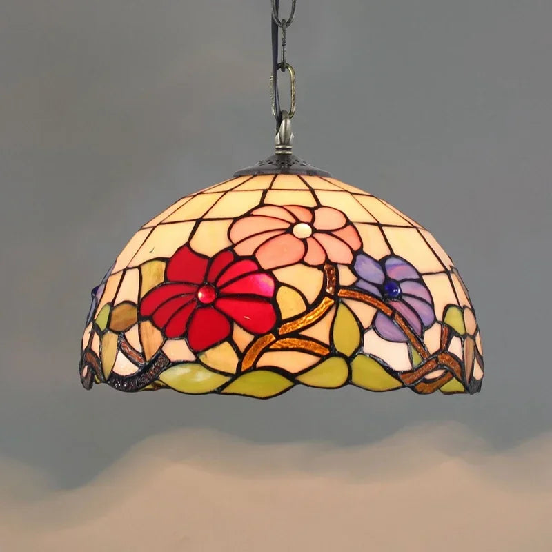 European Retro Colorful Glass Chandelier Bar Restaurant Creative Rural Bedroom Porch Balcony Mediterranean Light Fixture