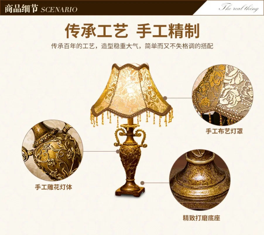 Resin Vintage Floor Lamp Classical Pastoral Foot Switch Living Room Lamp Home Daily Lustre Fixtures with Lampshade