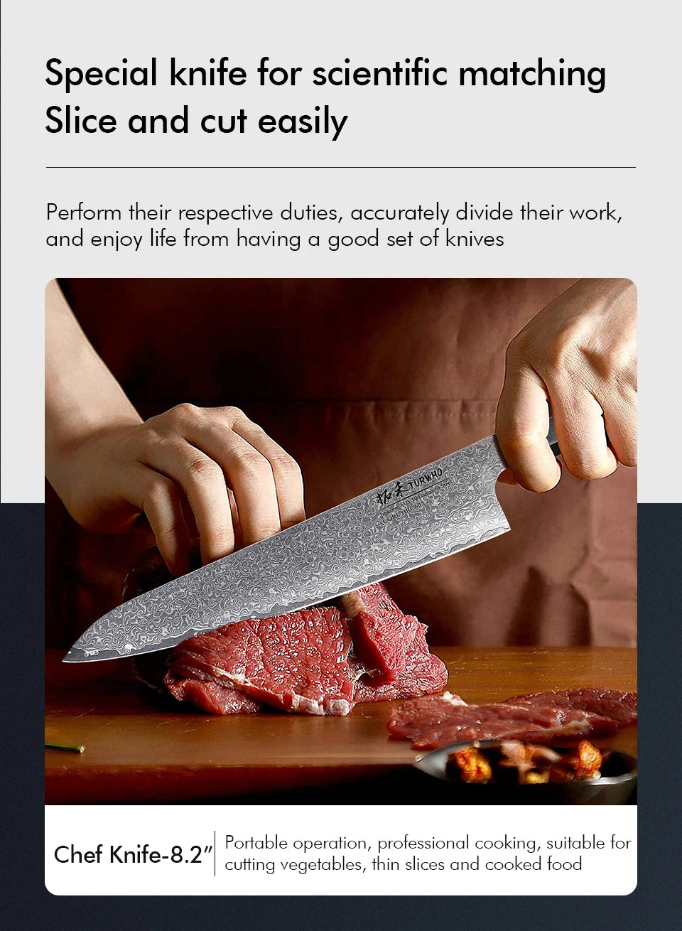 TURWHO Hand Forged Japanese Chef Knife Damascus Steel Santoku
