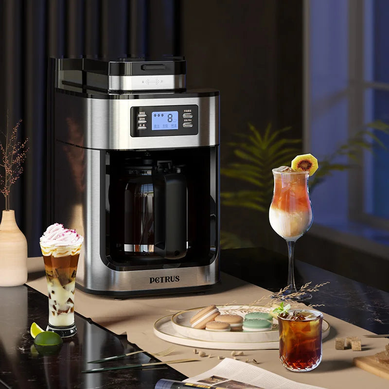 Petrus Drip Coffee Maker With Built In Grinder And Brew