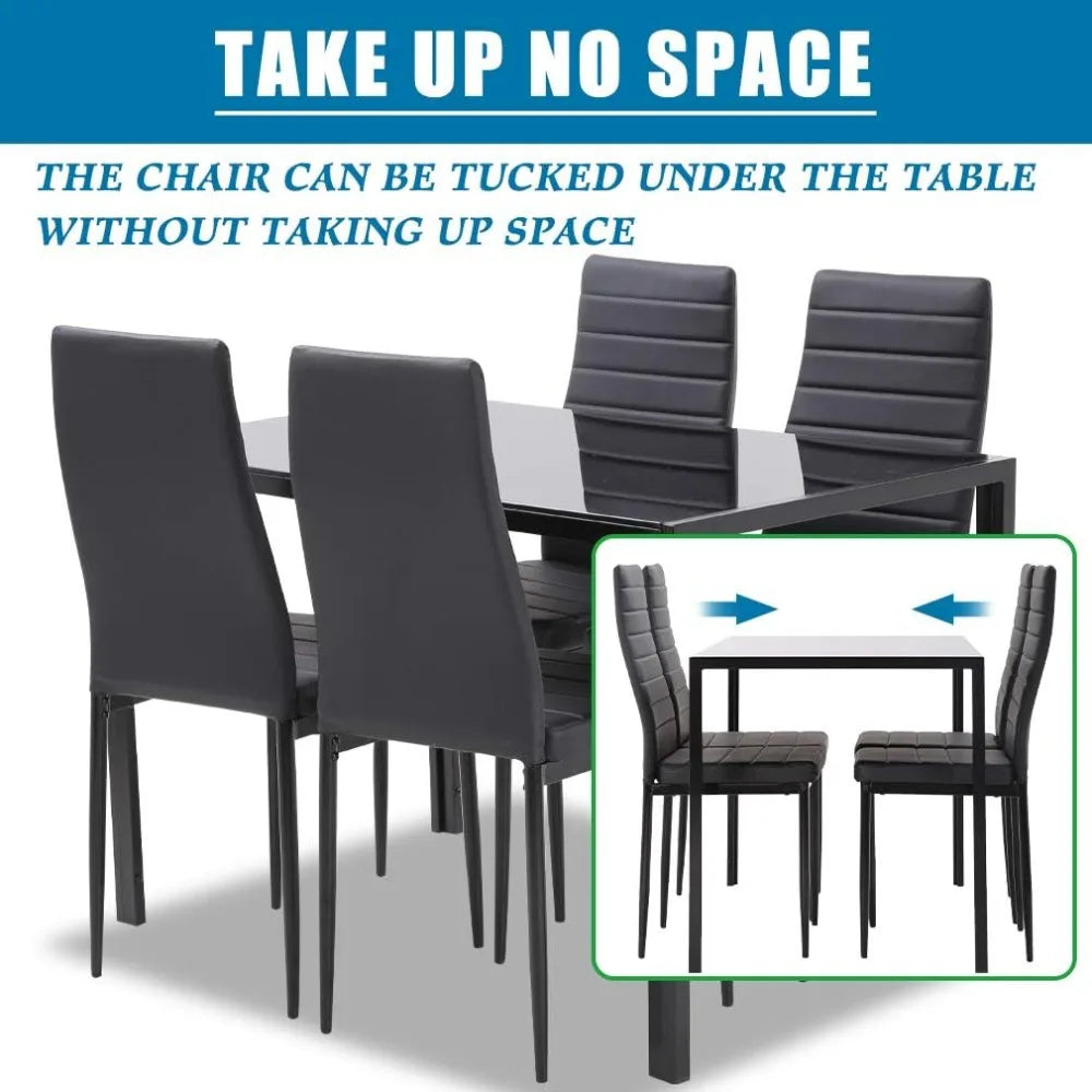 Glass Top Dining Table Set With Upholstered Chairs