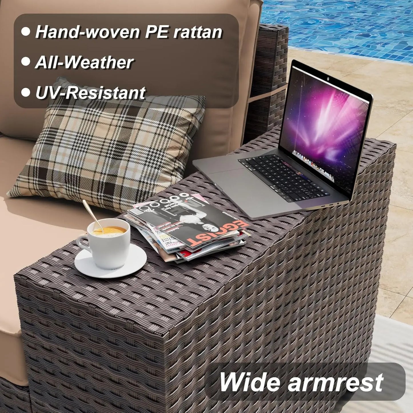 Outdoor 10 Piece Patio Set With Swivel Chairs Fire Pit