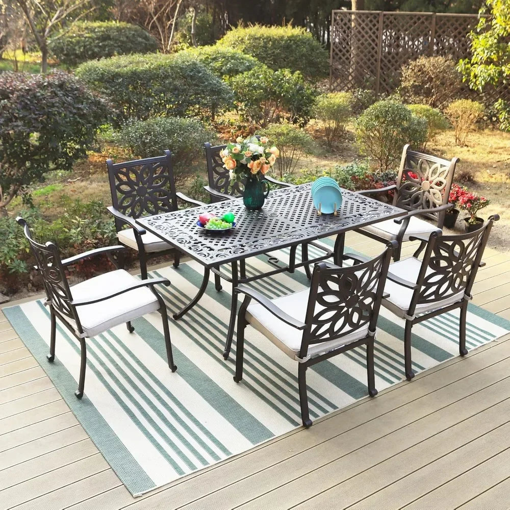 Outdoor Rectangular Cast Aluminium Dining Table For Patio