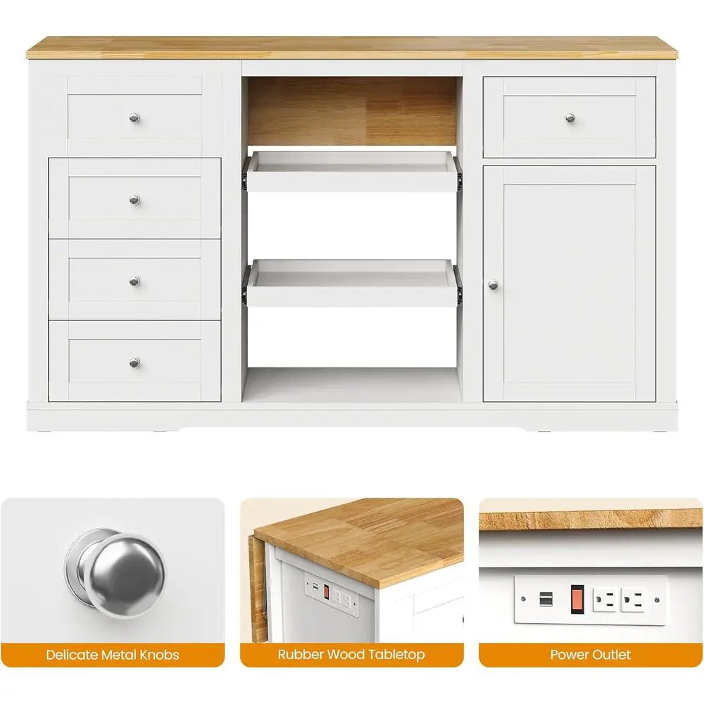 Kitchen Island With Storage And Drop Leaf Wood Top