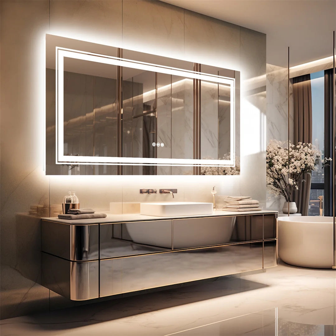 LUVODI Illuminated Bathroom Mirror With Touch Sensor And Anti Fog Lights