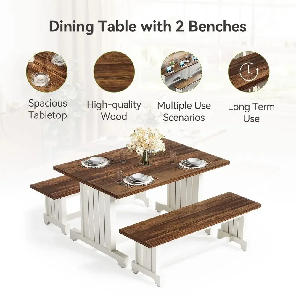 Dining Table Set For Four With Benches Modern Space Saving