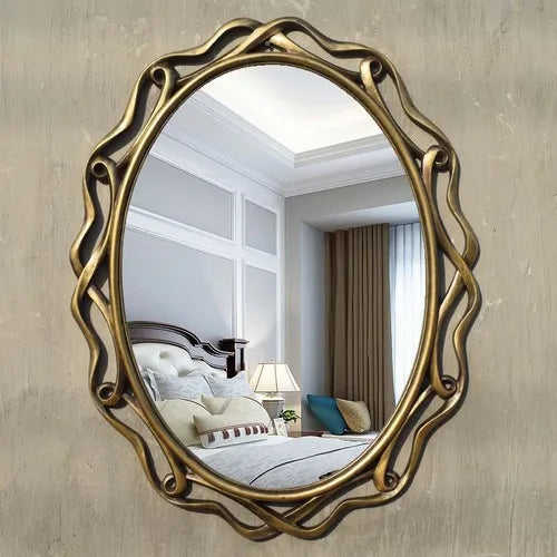 Oval Copper Wall Mirror, European American Style, Waterproof