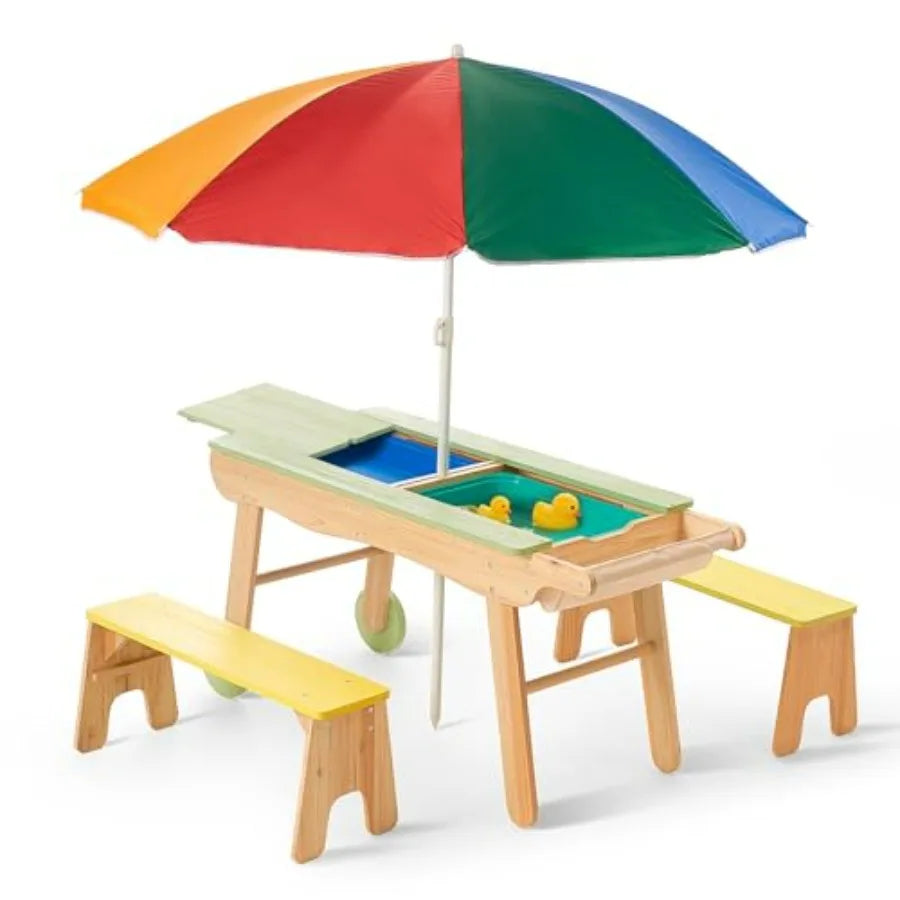 Three In One Sand Water Picnic Activity Table With Storage