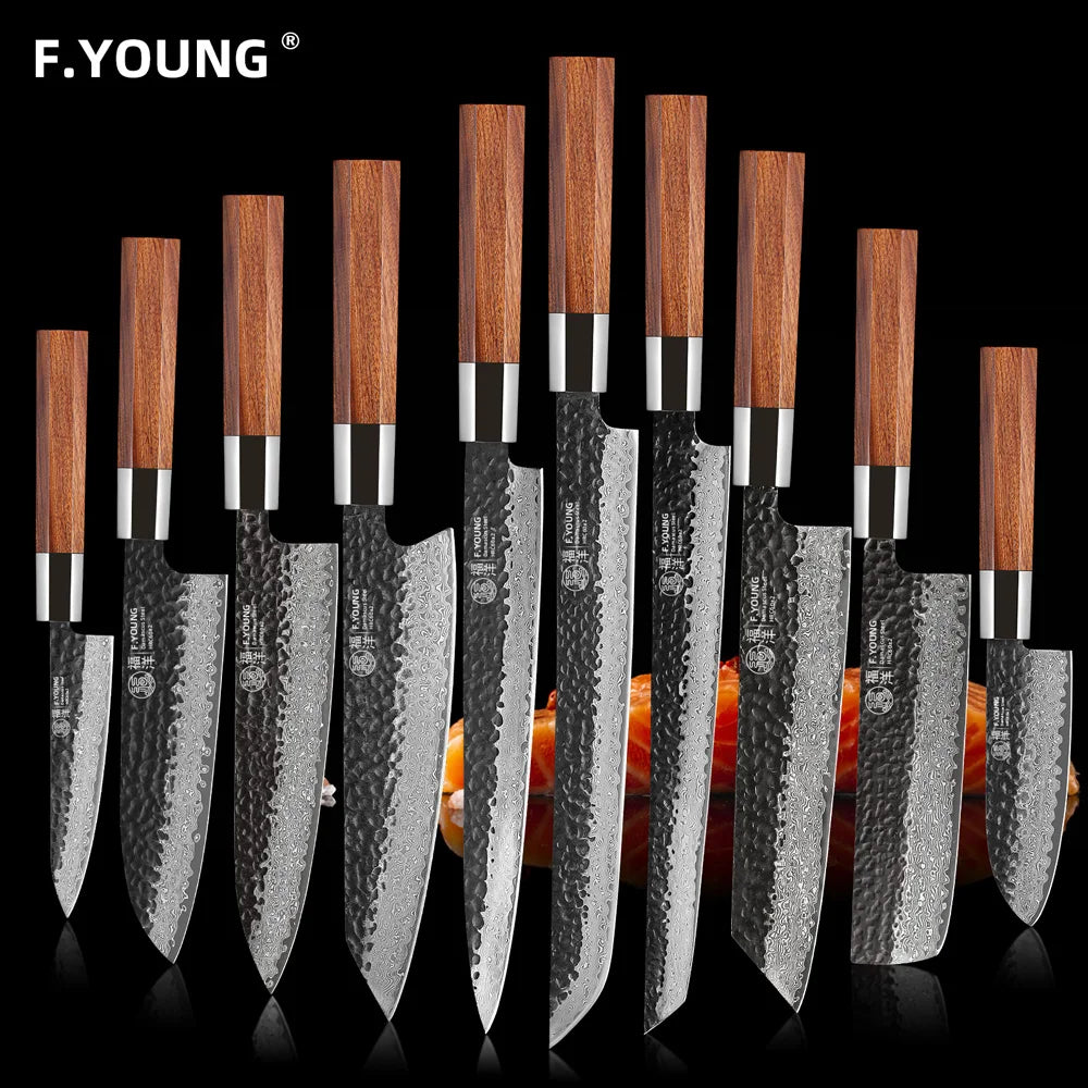 F.YOUNG Professional Kitchen Knives Damascus Steel Japanese Chef Knife Slicing Sashimi Utility Handmade Cooking Kitchen Utensils