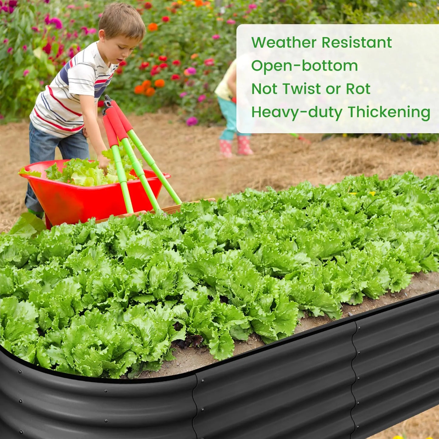 2 Pack 4.5x2x1FT Oval Raised Garden Bed, Galvanized Metal Planter Box, Open Bottom For Vegetables Flowers Outdoor