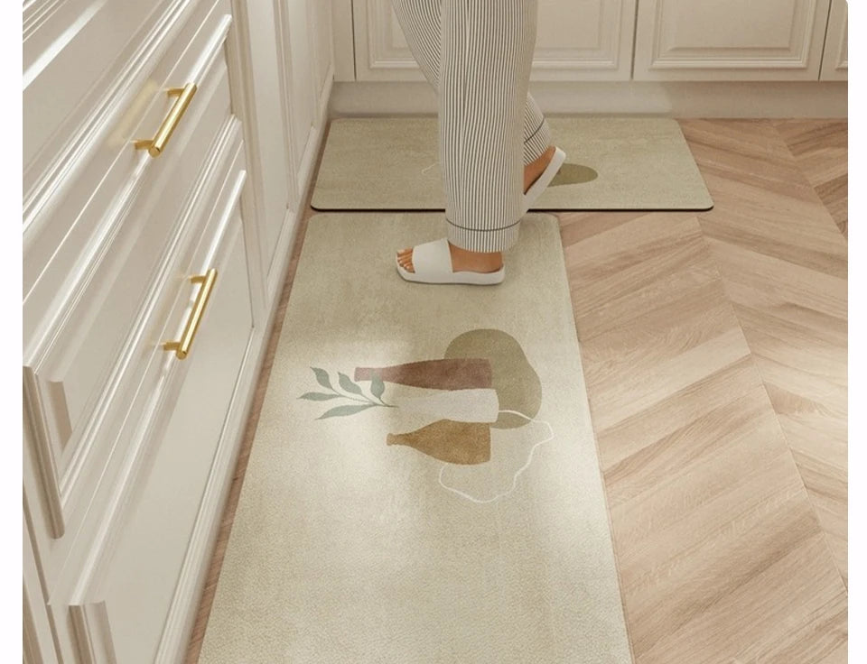Facaishu Waterproof Kitchen Floor Mat PVC Leather Non Slip Rug