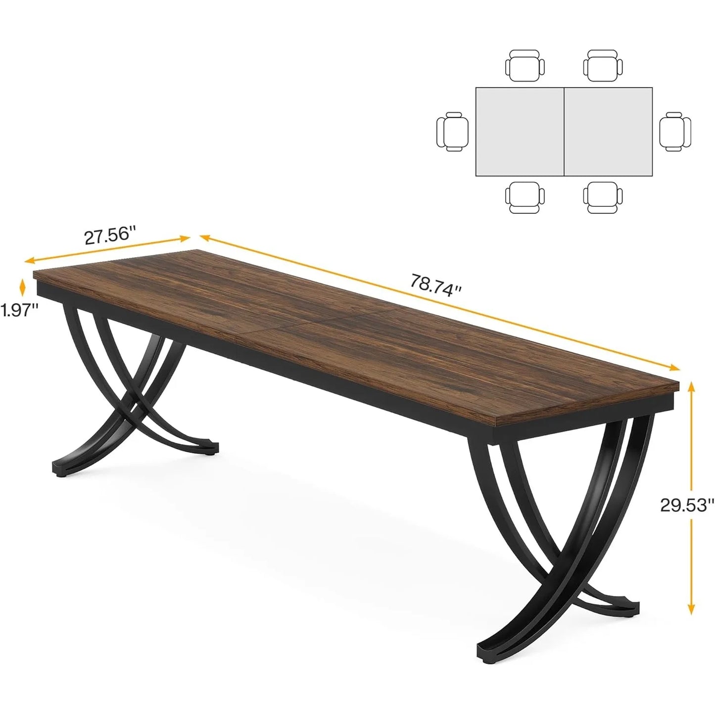LITTLE TREE Rectangular Farmhouse Dining Table For Kitchen And Dining Room