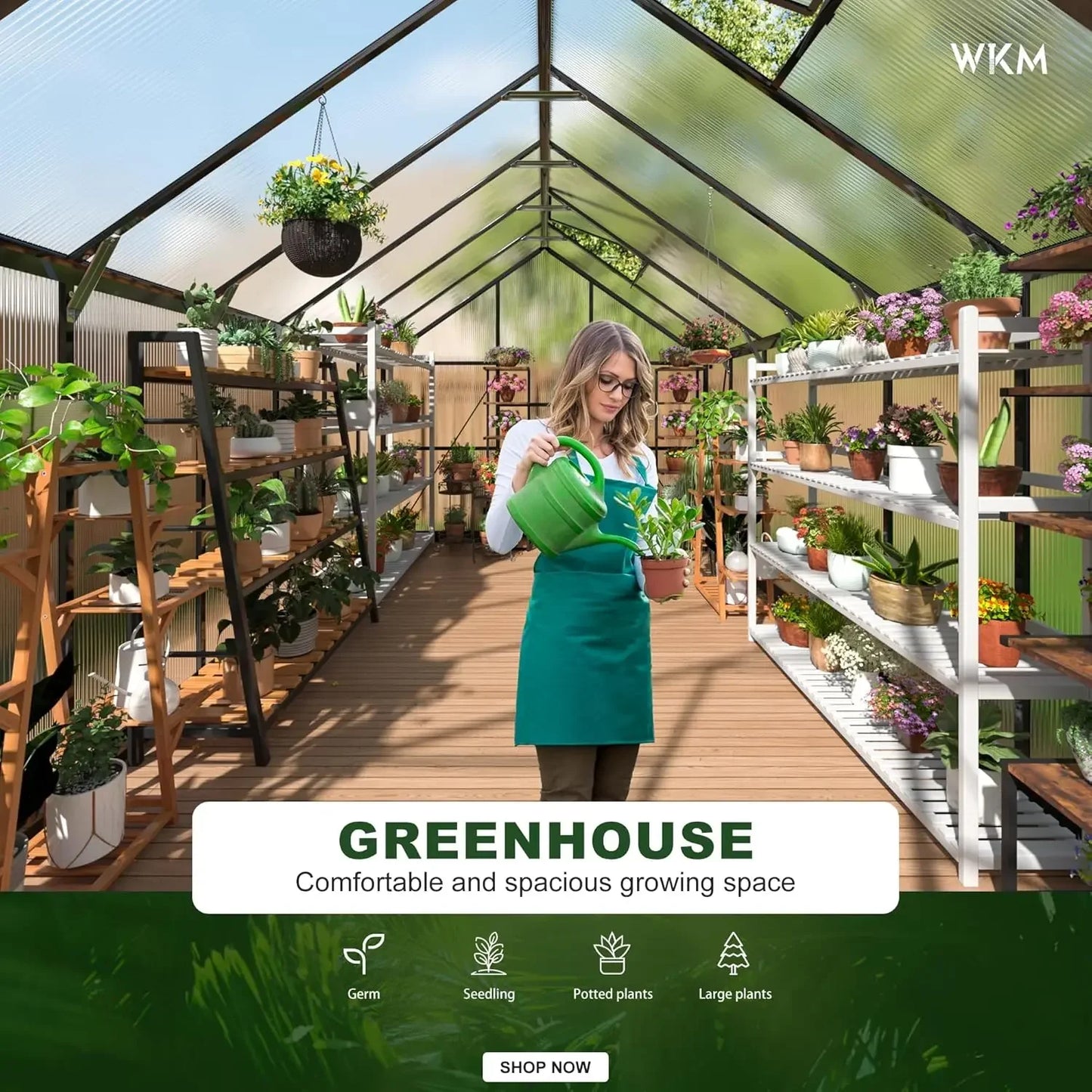 Walk In Polycarbonate Greenhouse 8x14 Ft Aluminum Garden Outdoor Roof Vent