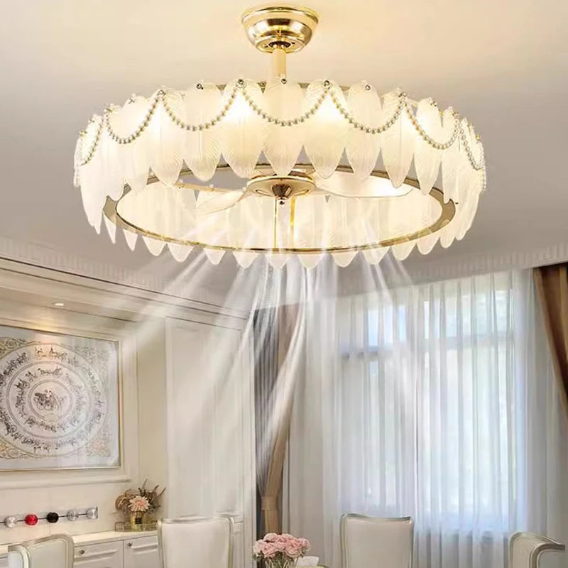 Yue Huqin Crystal Chandelier Ceiling Fan Pendant Light