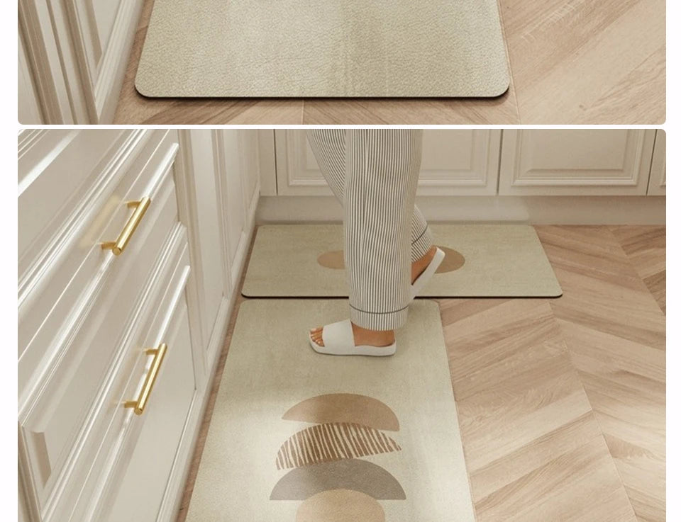 Facaishu Waterproof Kitchen Floor Mat PVC Leather Non Slip Rug