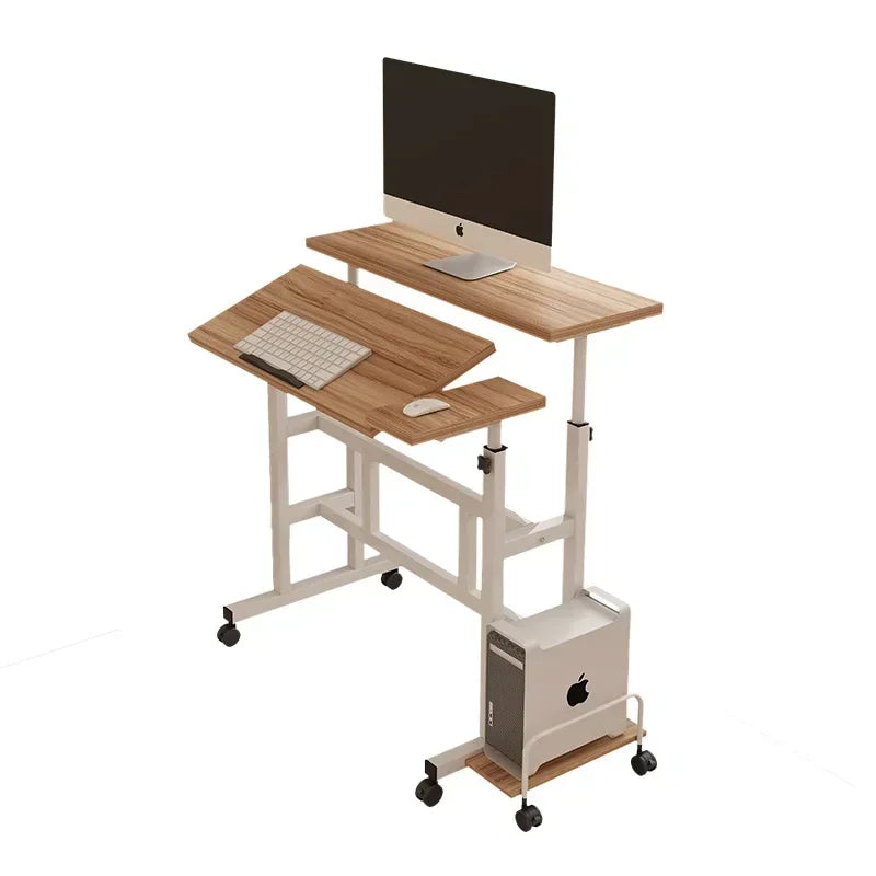 Modern Simple desk Standing lifting table Notebook computer table Workbench Movable folding walker table Durable