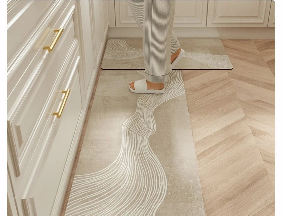 Facaishu Waterproof Kitchen Floor Mat PVC Leather Non Slip Rug