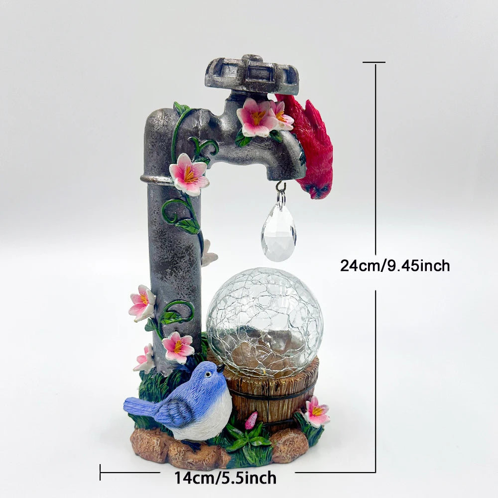Solar Powered Cardinal Garden Statue With Light Up Glass Ball