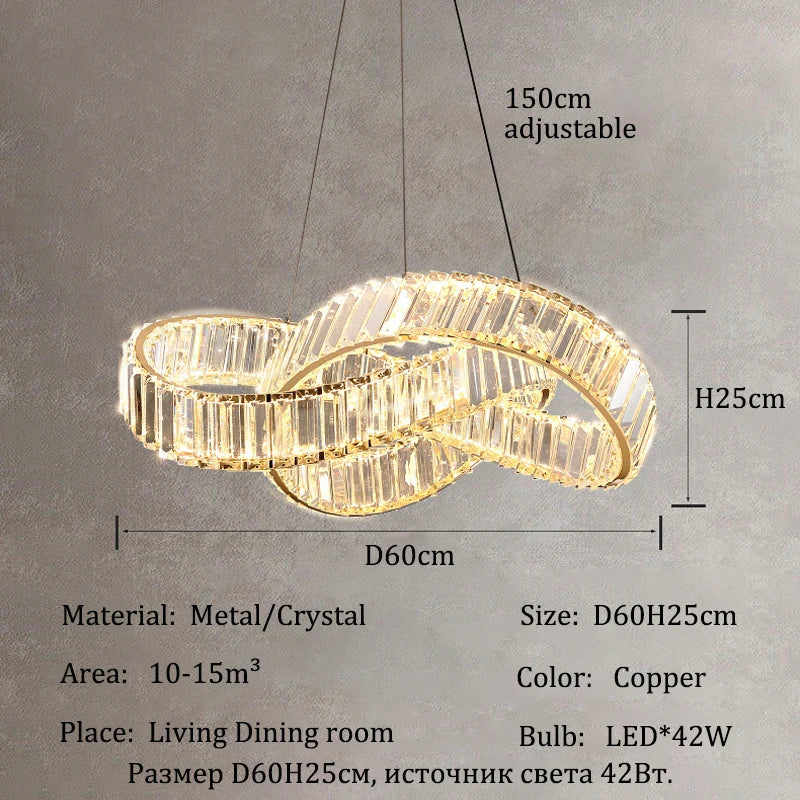 KUALOOL Luxury LED Crystal Chandeliers For Living And Dining Ceiling Lights