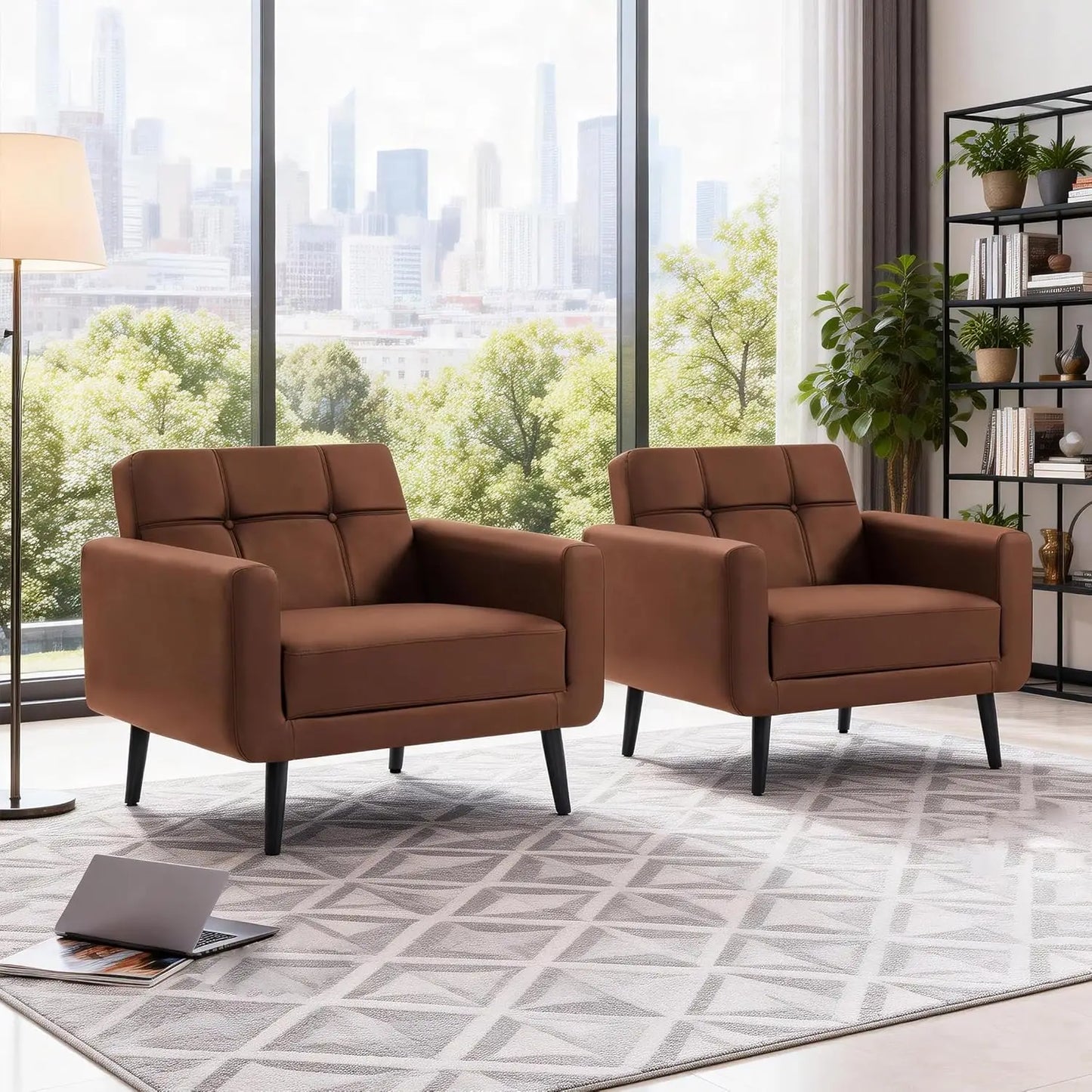 Mid-Century Oversized Upholstered Accent Chair In PU Leather