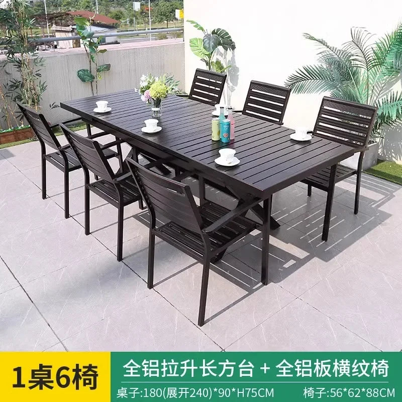 Outdoor Aluminum Alloy Patio Table And Chairs Set For Courtyards