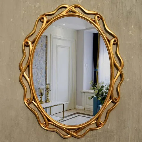 Oval Copper Wall Mirror, European American Style, Waterproof