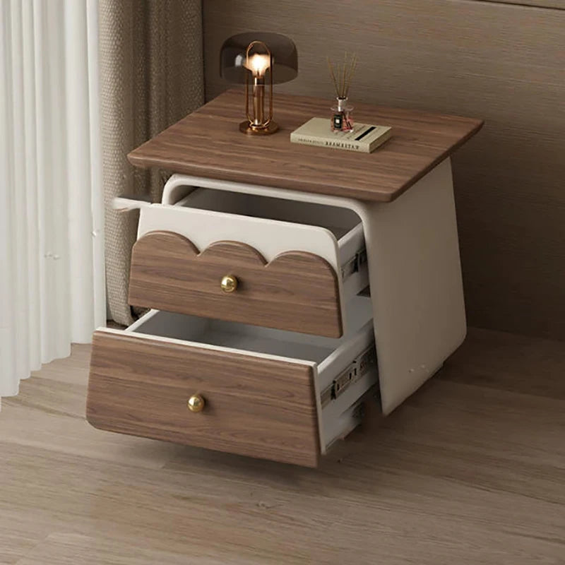 ANGDUO Modern Wooden Nightstand With Bedroom Storage Display Furniture