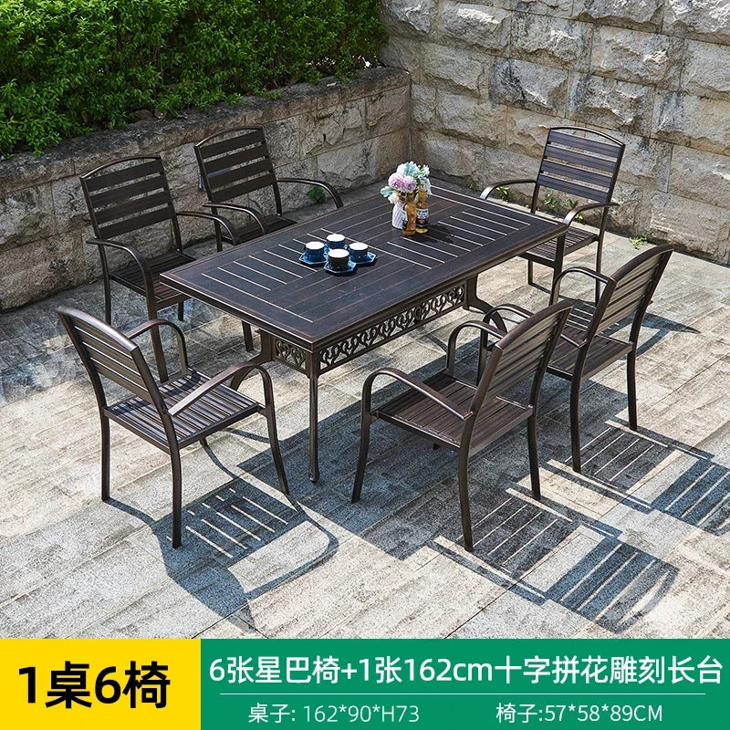 Outdoor Aluminum Alloy Patio Table And Chairs Set For Courtyards