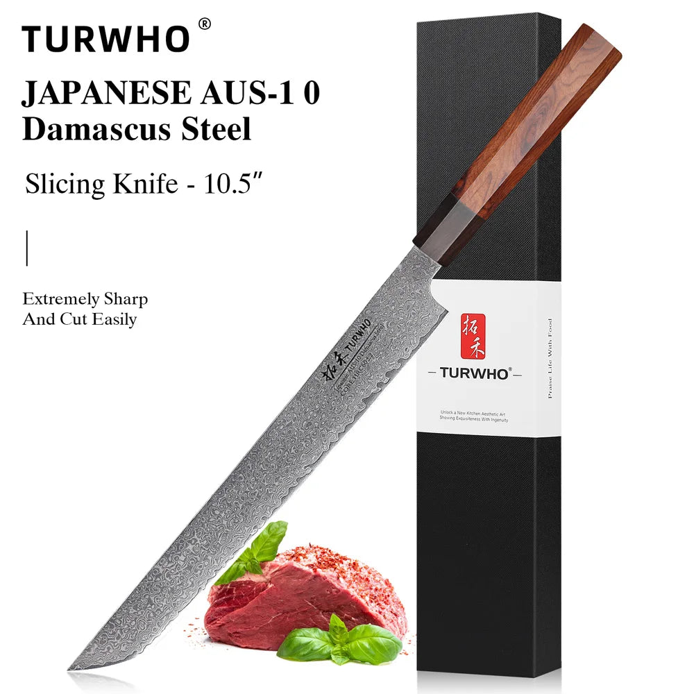 TURWHO Hand Forged Japanese Chef Knife Damascus Steel Santoku