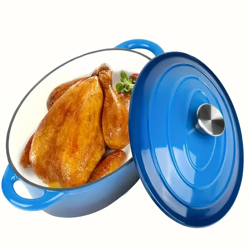 usEnameled Dutch Oven Pot with Lid, Enameled Cast Iron Dutch Oven Pot with Lid, Cast Iron Dutch Oven with Dual Handles for Bread Baking, Non-Stick Enamel Coated Heavy Duty Cookware, Easy to Clean, Heat Retentiond