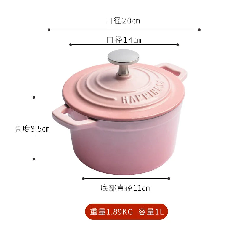 Physically Non-Stick Mini Stew Pot, Enameled Cast Iron Small Milk Pan, All Stove Compatible Soup Casserole Slow Cooker
