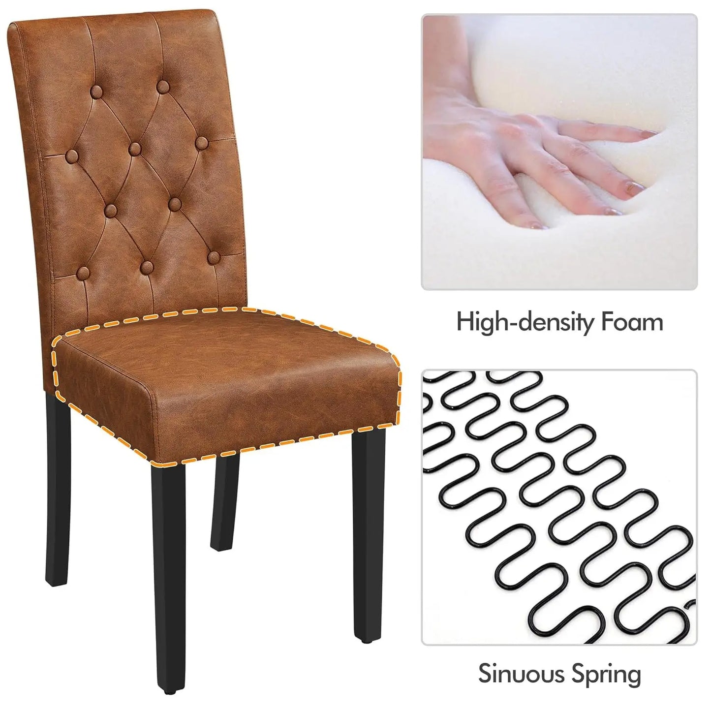 Dining Chairs Set of 4 Modern Style Faux Leather Dining Room Chairs with Solid Wood Legs and Button Tufted Padded, Customized